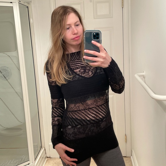 Topshop Black Lace Sweater - Picture 5 of 11